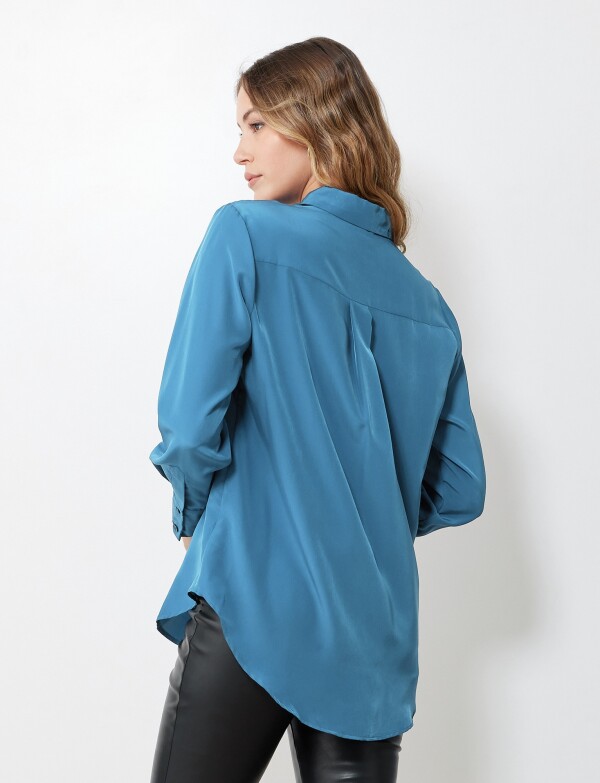 Camisa Saten TURQUESA