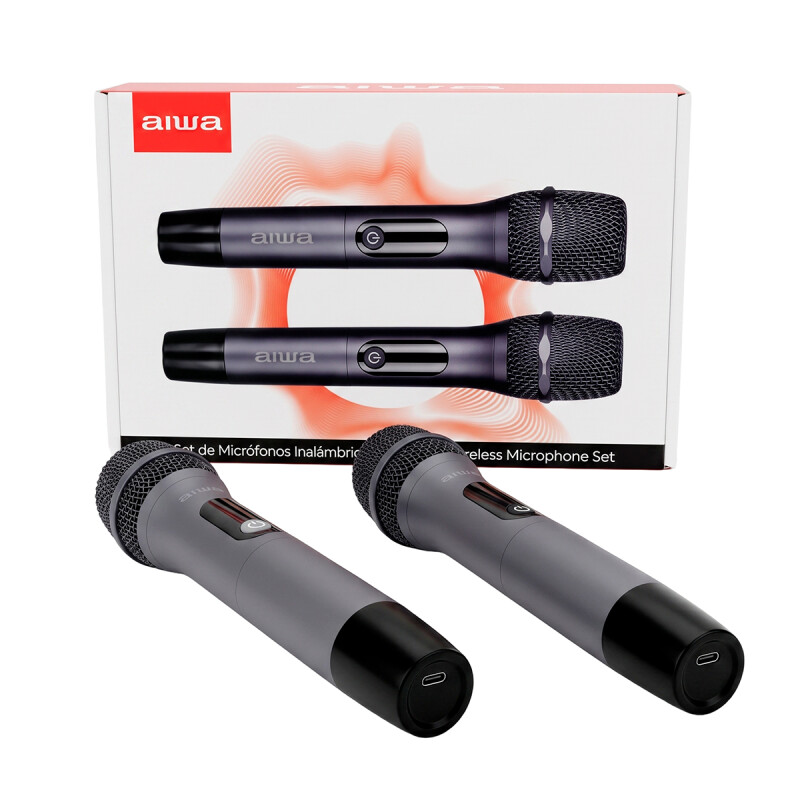 Micrófono Inalámbrico AIWA Pack x2 UHF Doble Canal Batería Recargable y Receptor | AWMK108 Micrófono Inalámbrico AIWA Pack x2 UHF Doble Canal Batería Recargable y Receptor | AWMK108