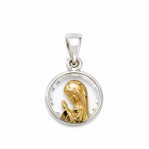 Medalla Virgen con cristal plata y oro Medalla Virgen con cristal plata y oro
