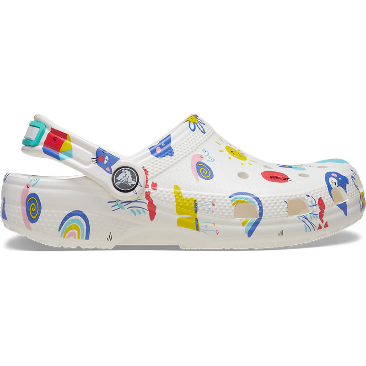 Crocs Classic Toddler Doodle Print Clog - Blanco 