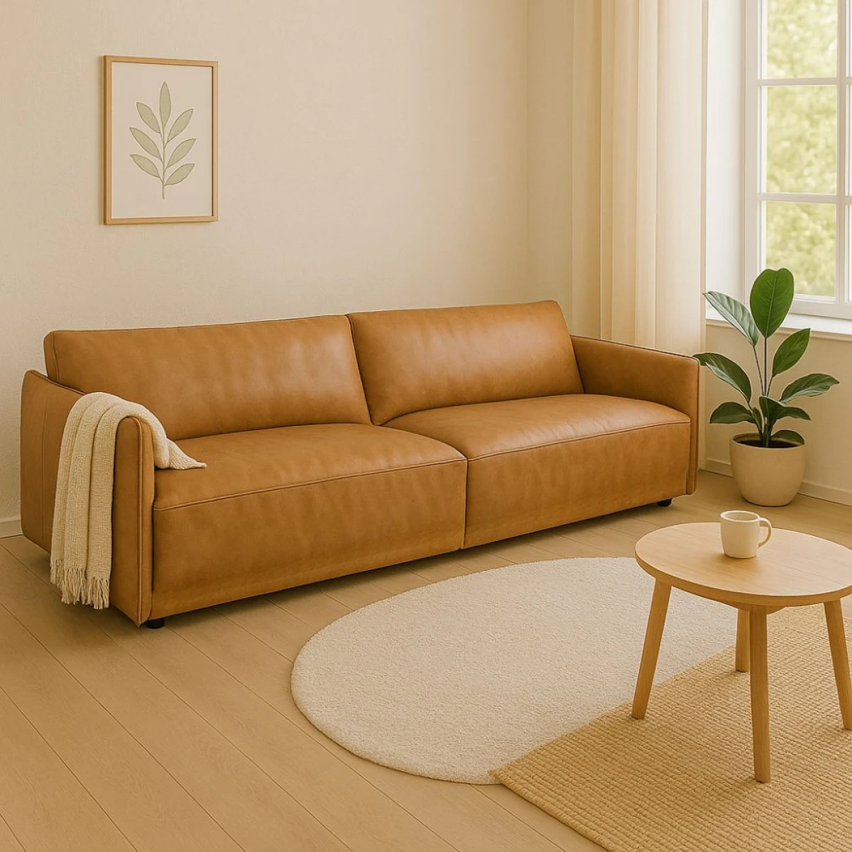 Sillon 3 cuerpos Cuero Natural Romeo 