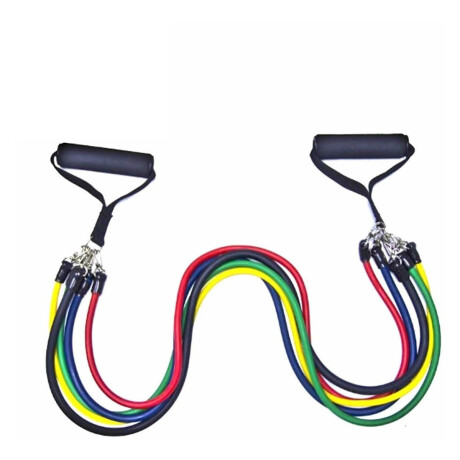 Set 5 Bandas Elástica Resistencia + Bolso +2 Handgrip Multicolor