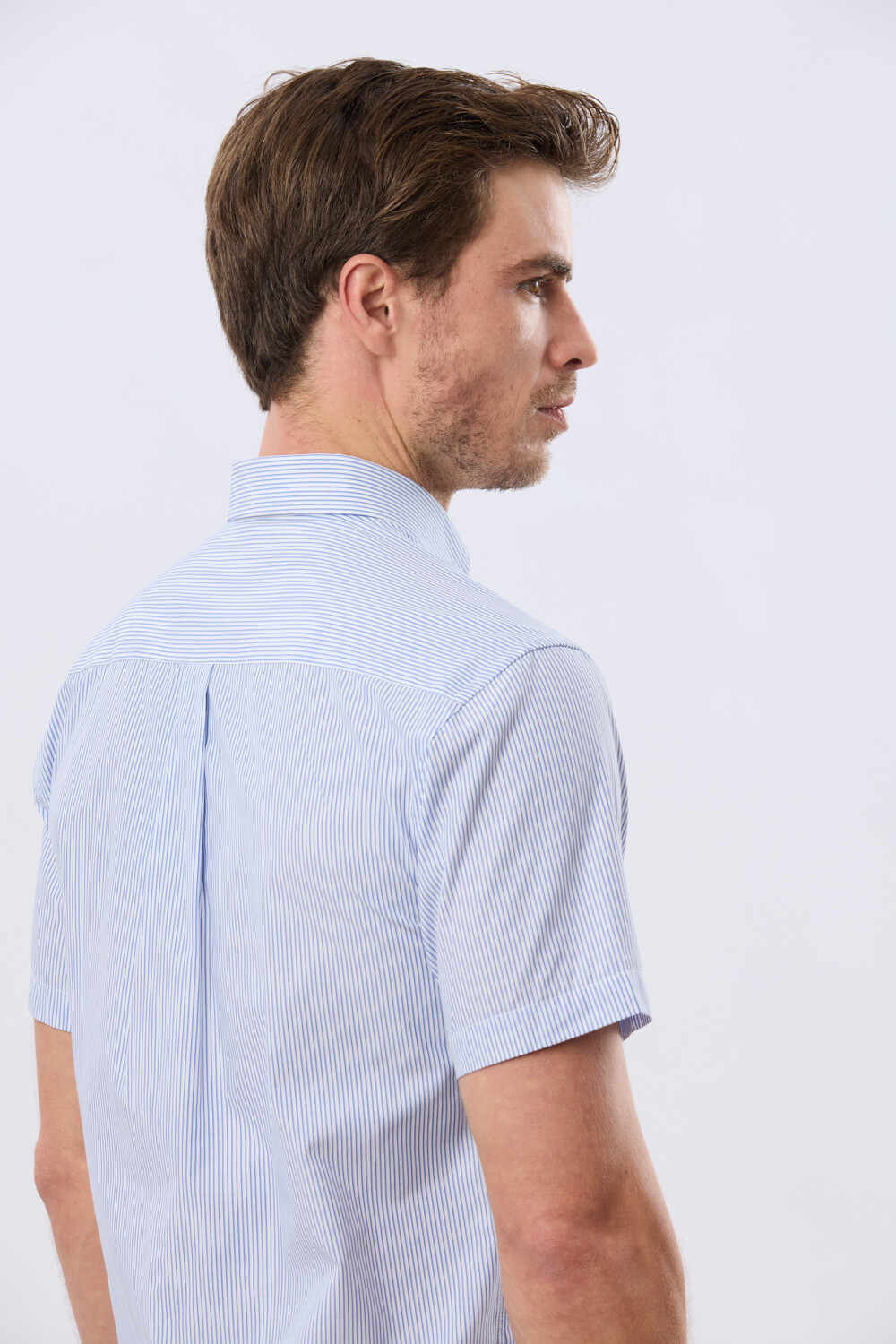 CAMISA RAYADA Celeste