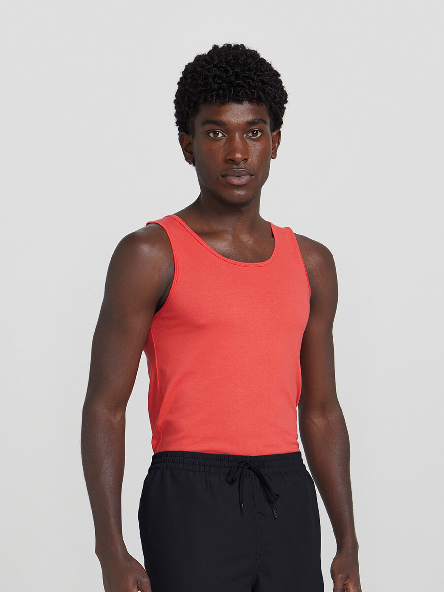 MUSCULOSA BÁSICA MASCULINA MODELO SLIM - CORAL 