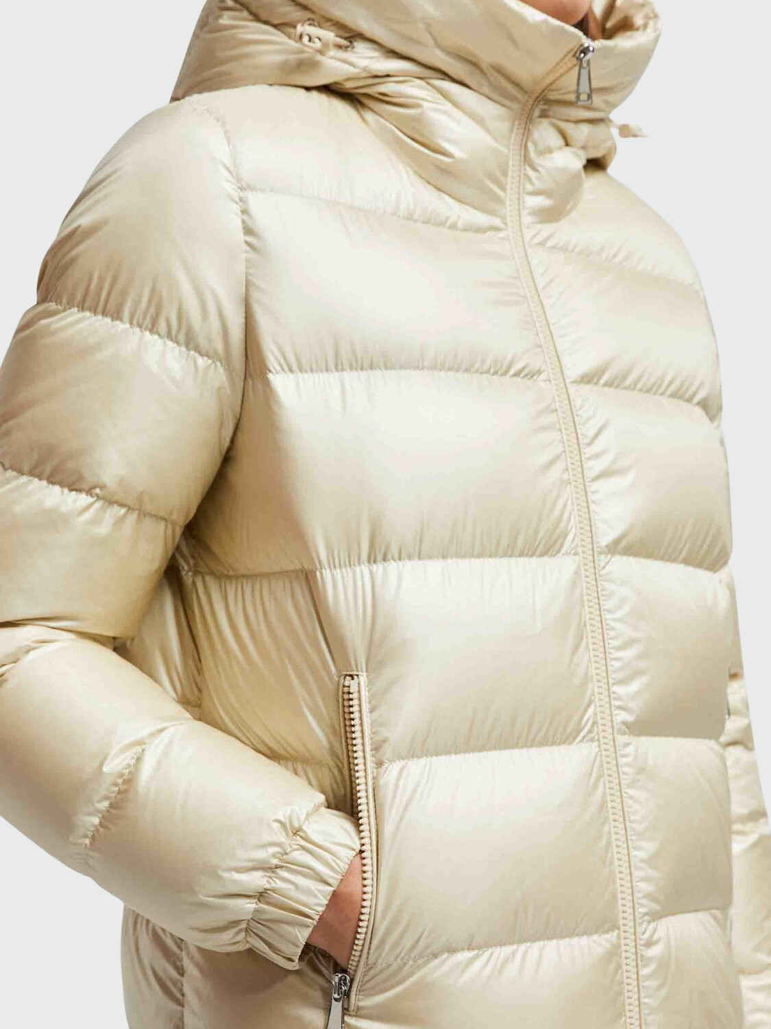 Moncler - Campera rellena de plumas con capucha, Biron Blanco