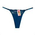 Tanga Colaless Ajustable De Encaje Azul