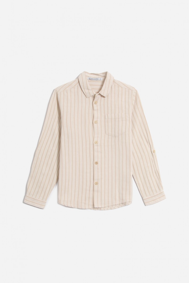Camisa rústica rayada - Beige 