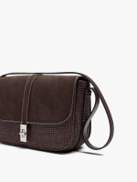 Bolso Bandolera Con Solapa Efecto Rafia marron