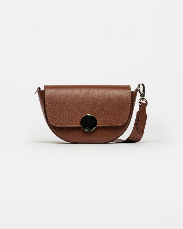 Bandolera The Circle En Cuero Graneado Tabaco