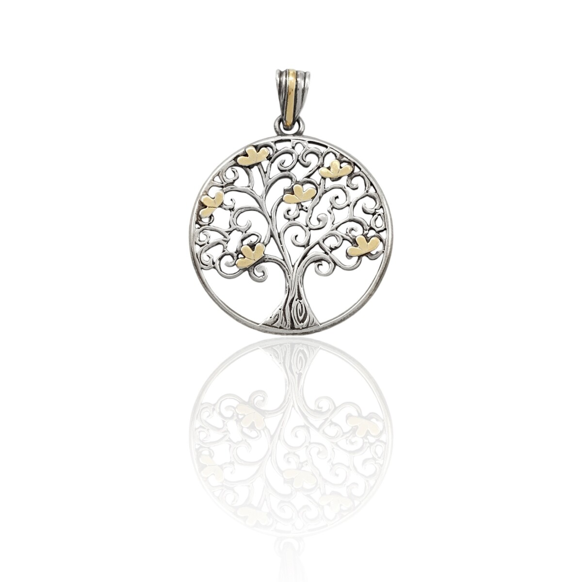 Dije Arbol de la Vida- Plata 925 y Oro- Piedra Nacar- CP5450 - conpiedra 