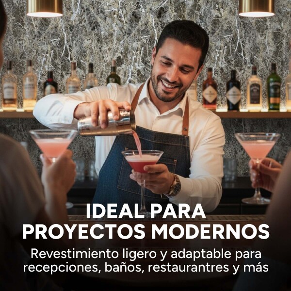 Pack x20 Placa PVC Símil Mármol 2,44x1,22m 3mm Resistente Mármol Gris