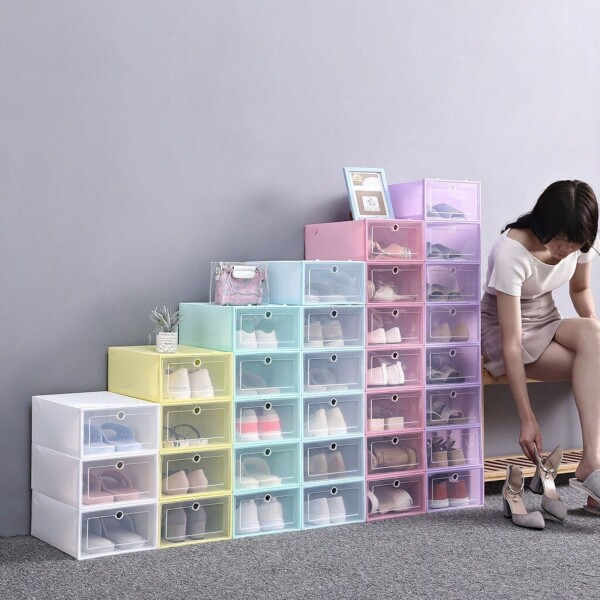 Caja Organizadora Zapatos Zapatera X6 Unidades Caja Apilable Color Variante verdeagua