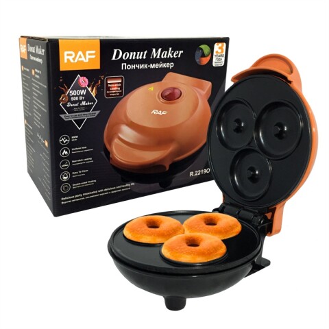 Mini Maquina de Donas 3 Unidas Antiadherente Color Naranja 12 x 18 x 14 cm - RAF - R2219O Mini Maquina de Donas 3 Unidas Antiadherente Color Naranja 12 x 18 x 14 cm - RAF - R2219O