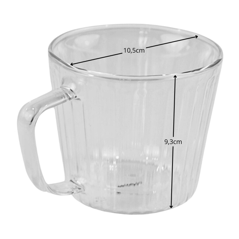 Set 2 tazas doble pard reayas 350ML Boro TRANSPARENTE