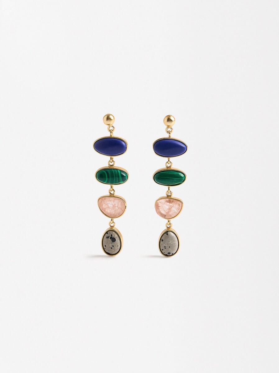Pendientes Largos Con Piedras - multicolor 