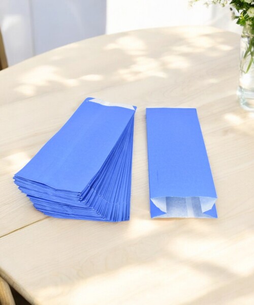 Pack x 100 - sobres papel sin base con fuelle 9x5x25 cm AZUL