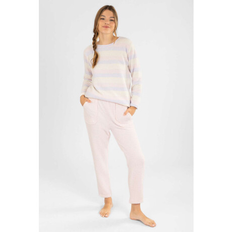 Pijama chenille rayado rosado Rosado