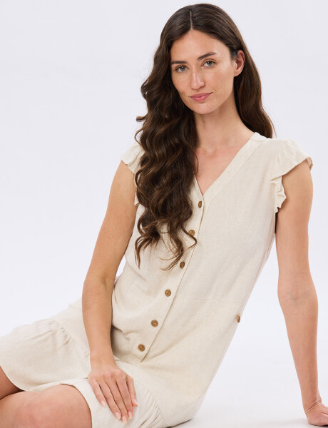 VESTIDO LISO DE LINO Arena