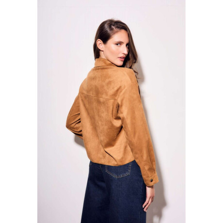 Camisa Gamuza Flecos Camel