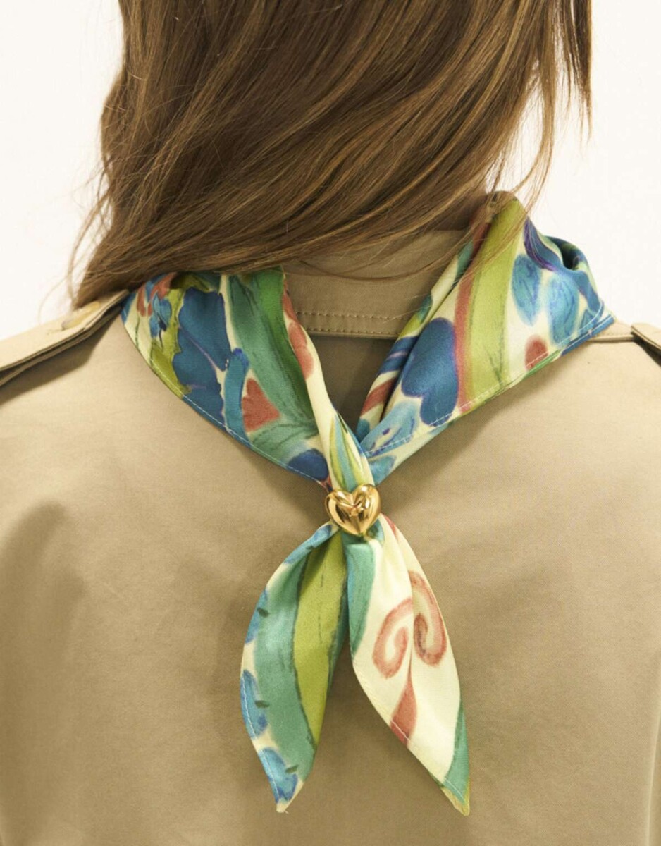 Pañuelo De Seda Con Bulgaros - Combinacion Multicolor 