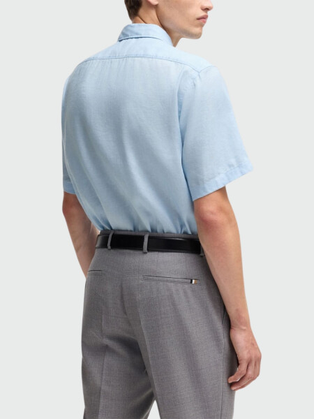 BOSS Black - Camisa Casual Regular Fit Celeste