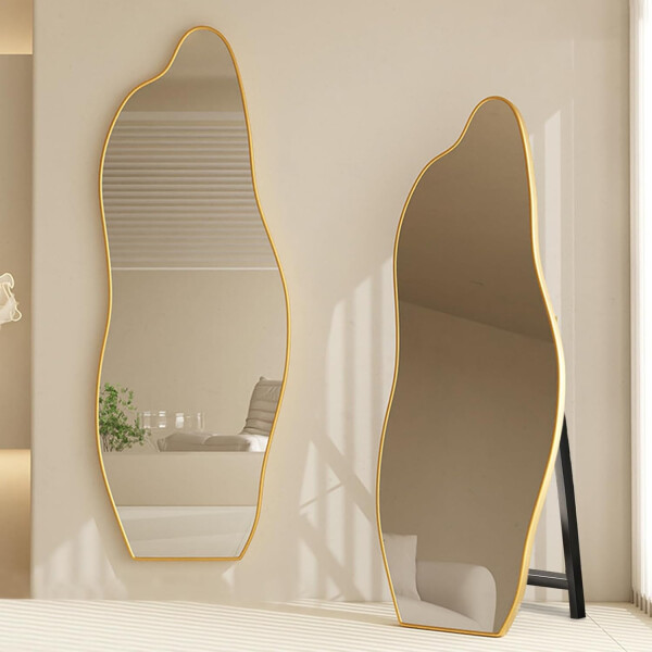 Espejo Irregular Pared Cuerpo Entero 50 X 160 Cm DORADO