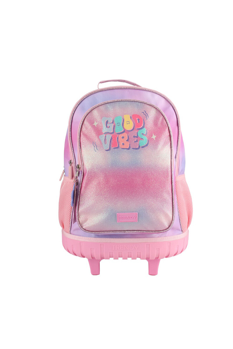 Mochila escolar con ruedas Good Vibes Rosa