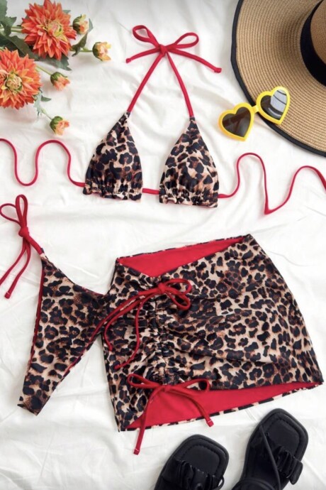Bikini reversible - rojo - leopard + pareo incluido Bikini reversible - rojo - leopard + pareo incluido