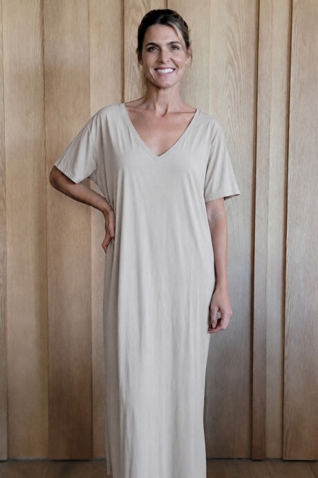 Vestido hibisco Cotton Beige