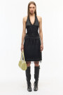 TOP HALTER SATIN Negro