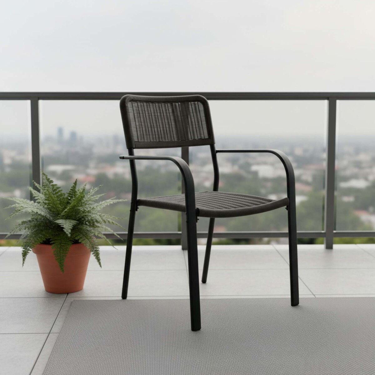 SILLA EXTERIOR - RATTAN-SINTETICO-Y-ACERO MARRON PEKIN 