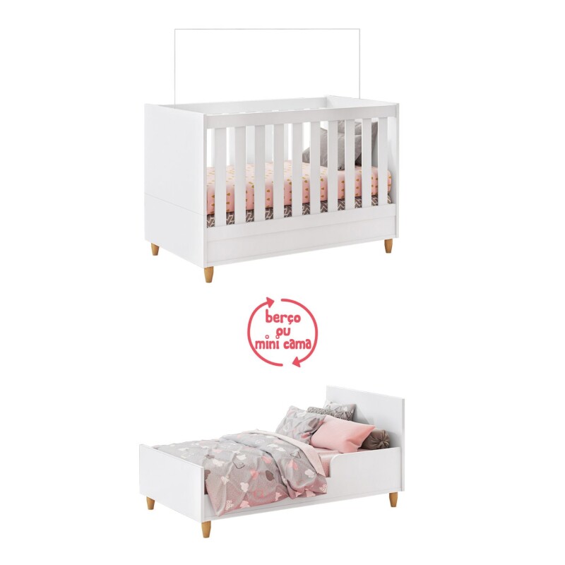 Cuna-Cama Multifunción 130x70 cm Retro Blanco