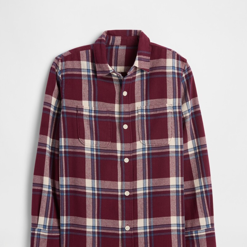V-LS FLANNEL TUSCAN RED