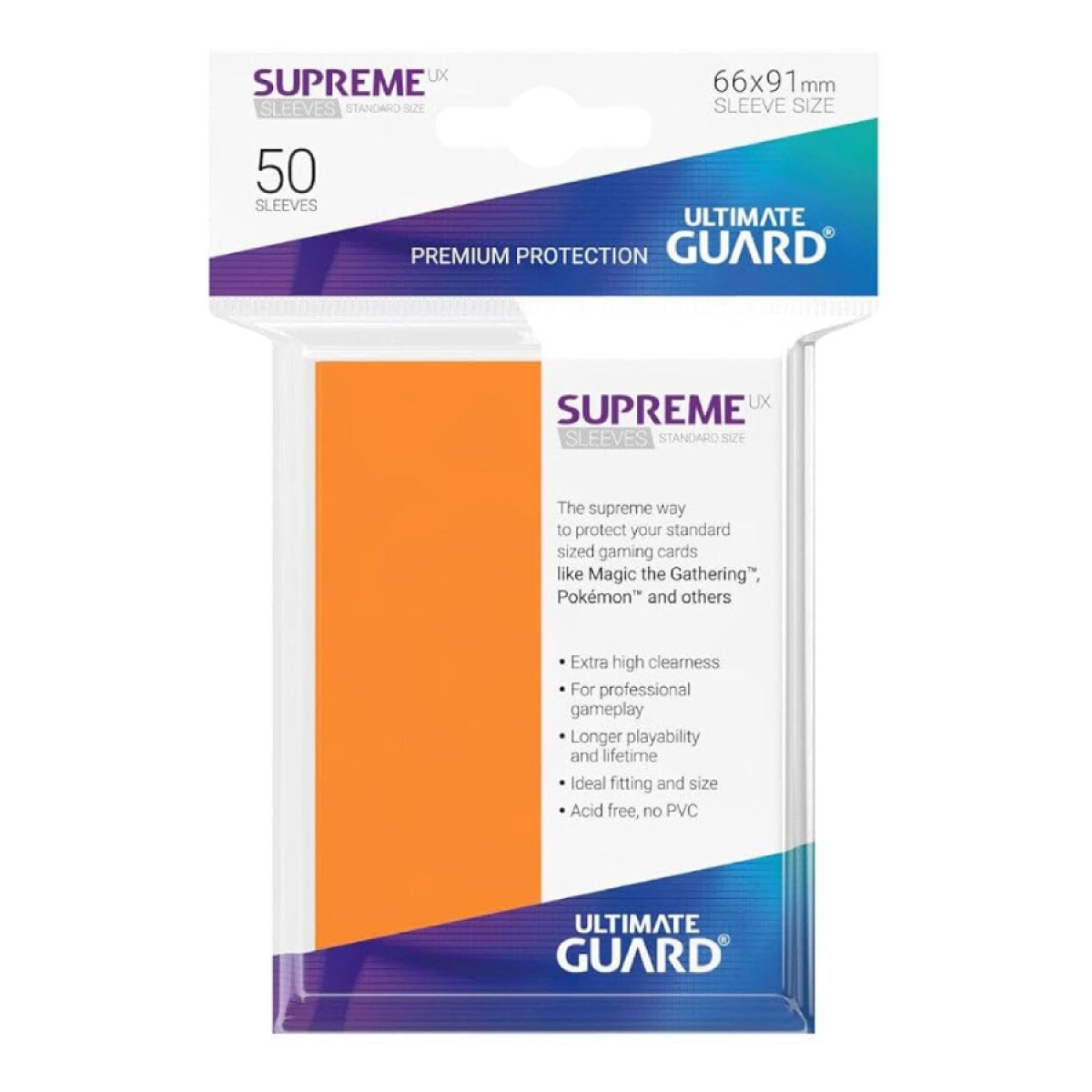 Ultimate Guard Supreme UX - 50 Sleeves Standard Size - Orange 