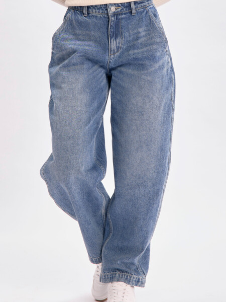 Pantalón jean carrot Azul Medio