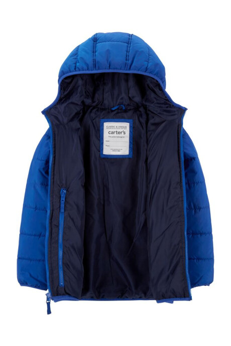 Campera resistente al agua, plegable, azul. Talles 4T-7 Sin color