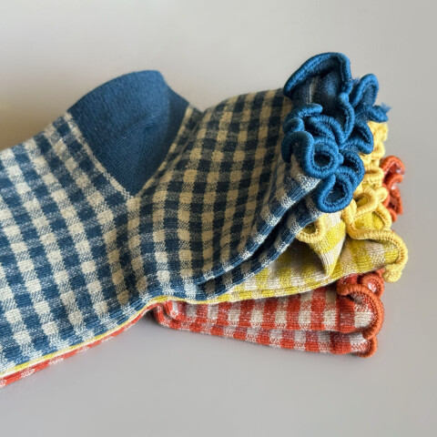 Medias Vichy Pack X 3 Azul/maiz/ladrillo