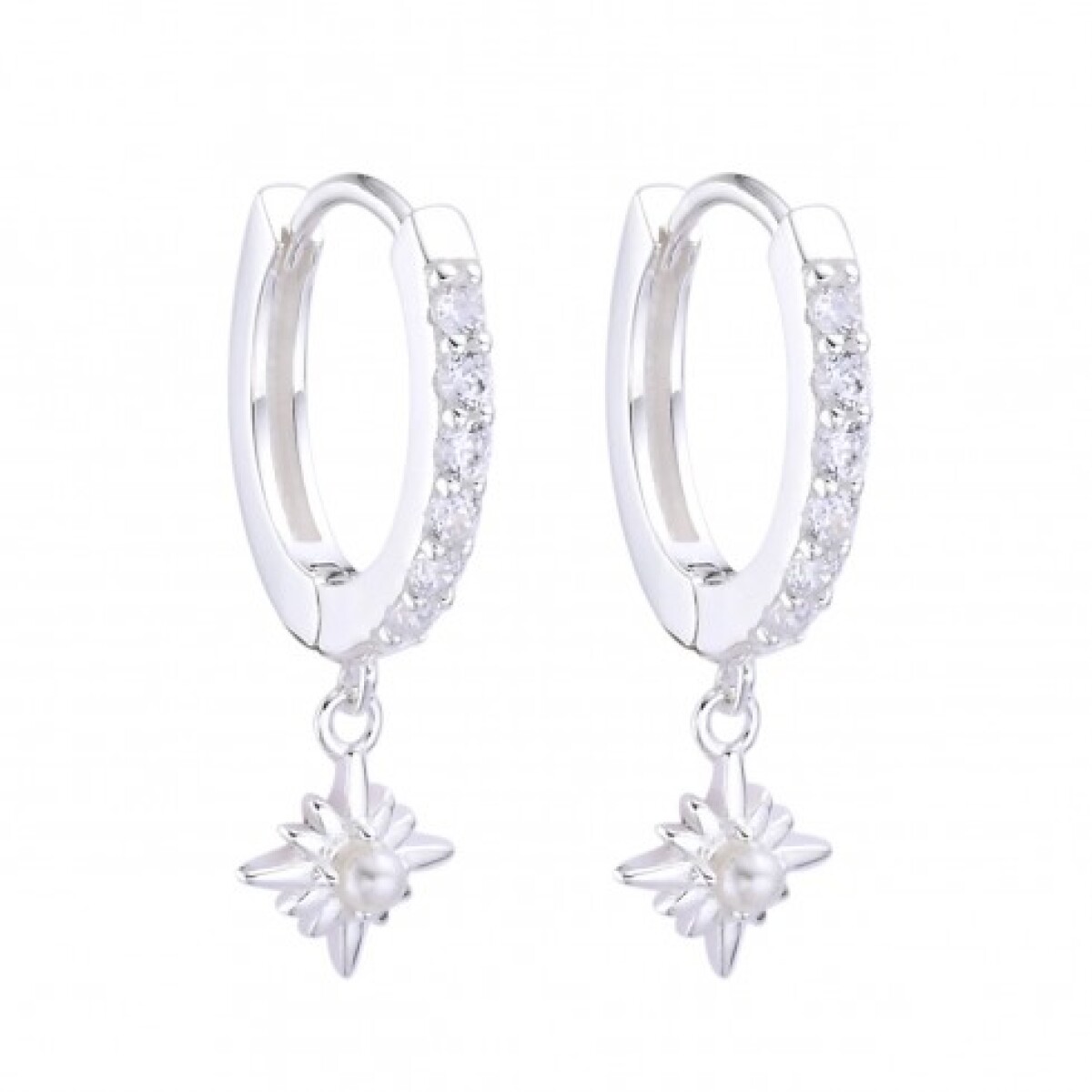 Par de aros de plata 925 con circonias. 