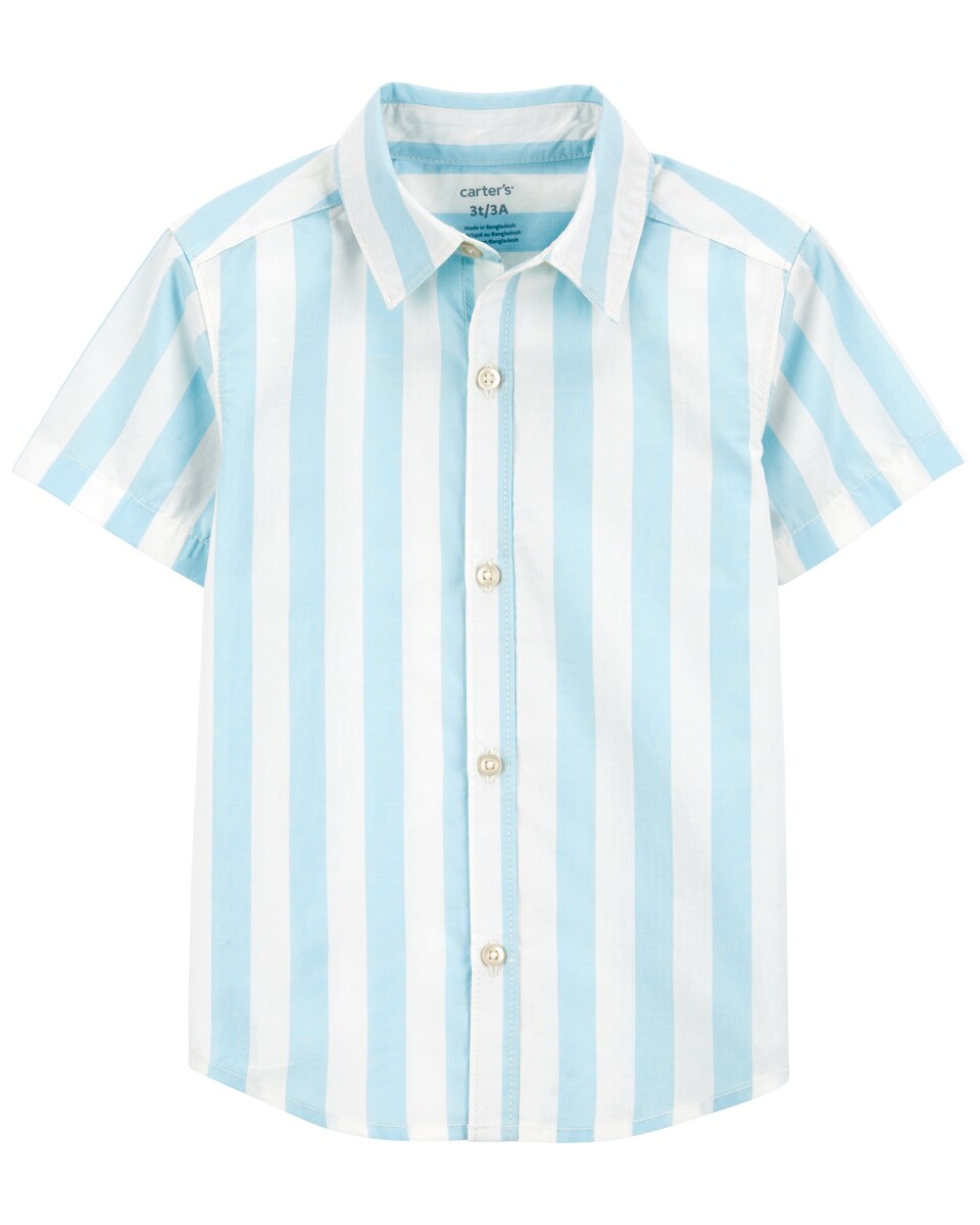 Camisa de algodón, manga corta diseño a rayas 