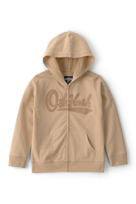 Campera de algodón, beige, con capucha y logo Sin color