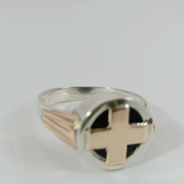 Anillo Profesion Enfermero/a plata y oro con onix Anillo Profesion Enfermero/a plata y oro con onix