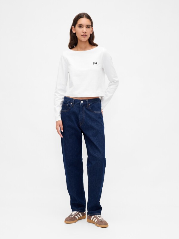 INTL LS CROPPED BOAT TEE FRESH WHITE