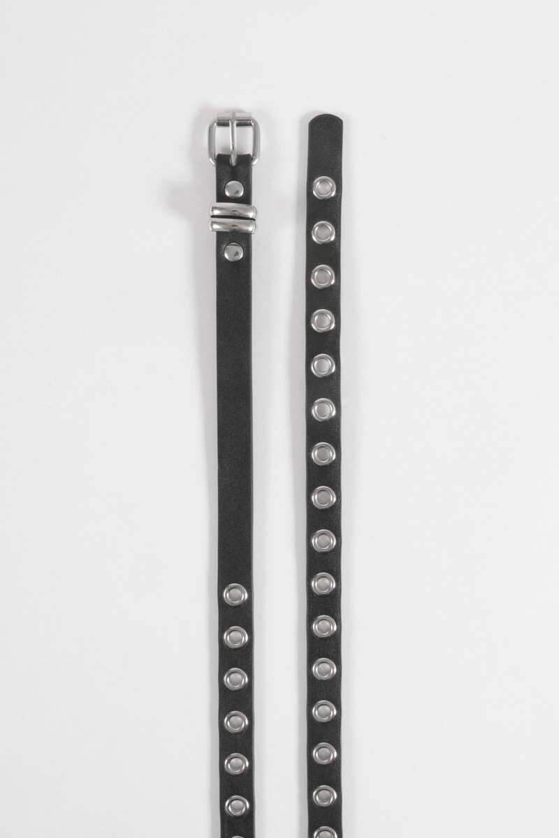 Cinturón fino ojalillos negro