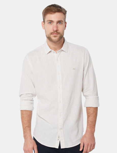 CAMISA DE LINO RAYADA Beige