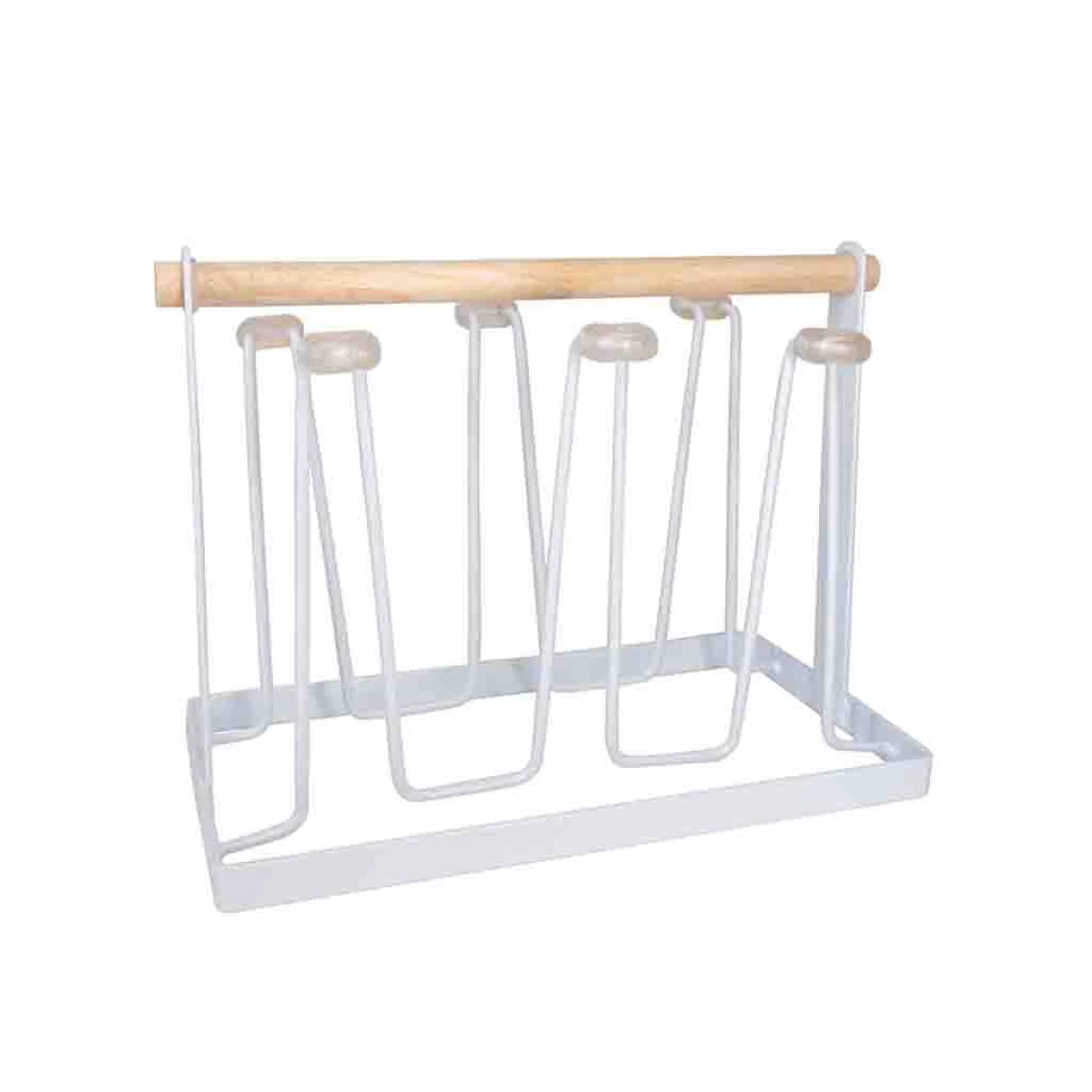 ESCURRE VASOS METAL MGO MADERA BLANCO. 26x13x19CM 