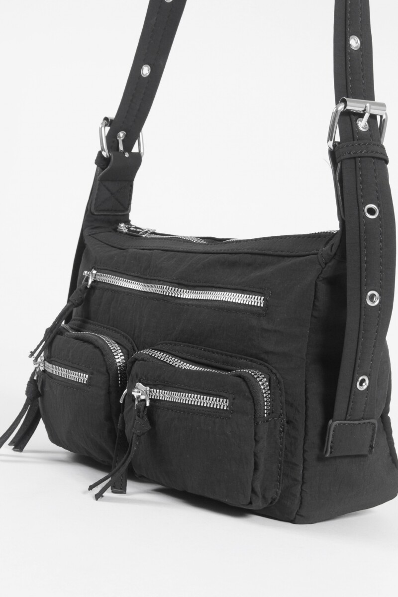 Bandolera doble bolsillo de tela negro