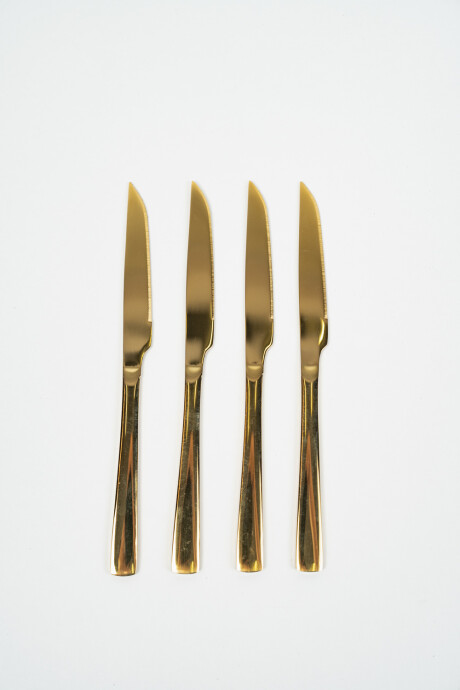 Cuchillo Asher De Postre Set 4 Un. Dorado Brillante Color Unico