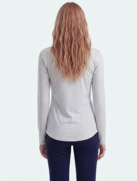BLUSA CRUZADA DE MANGA LARGA CON CUELLO EN V GRIS