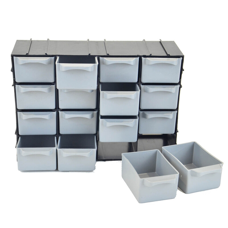 Gavetero organizador de plástico 16 cajones NEGRO