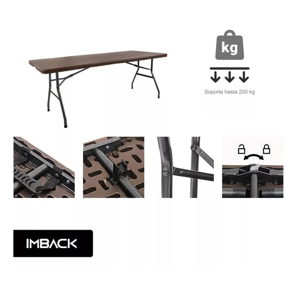 Mesa Plegable 1.80 M Juego Jardin Plastico Simil Rattan Pvc Con Boton De Seguridad Plegable Feria Imback Mesa Plegable 1.80 M Juego Jardin Plastico Simil Rattan Pvc Con Boton De Seguridad Plegable Feria Imback